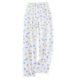 thumbnail image 1 of miqiqism Women Lounge Pajama Pants Juniors Comfy Wide Leg Pajama Trousers Casual Floral Printed Pant Cozy Yoga Capri Trouser Pant,White,X-Large, 1 of 2