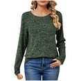thumbnail image 1 of miqiqism Women Off-the-shoulder Shirts Long Sleeve Ribbed Pullover Tops Casual Round Neck Tunic Blouses for Lady, Loose Lightweight Outfits,02_Army Green,XX-Large, 1 of 3
