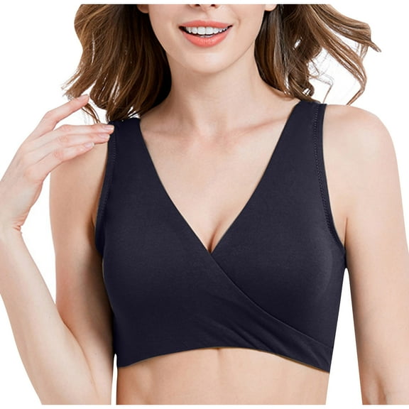 miqiqism Women Plus Size Cotton Bra Cozy Seamless Brassiere Ladies Padded Cups Full Coverage Wire Free Basic Bras,01_Black,Large