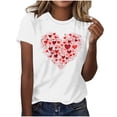 thumbnail image 1 of miqiqism Women Plus Size Tops Shirts Casual Round Neck Short Sleeve Tunic Tshirts Loose Heart Graphic Clothing Summer Clothing,#09_White,XXL, 1 of 4