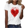 thumbnail image 1 of miqiqism Women Plus Size Tops Shirts Casual Round Neck Short Sleeve Tunic Tshirts Loose Heart Graphic Clothing Summer Clothing,#10_White,M, 1 of 4