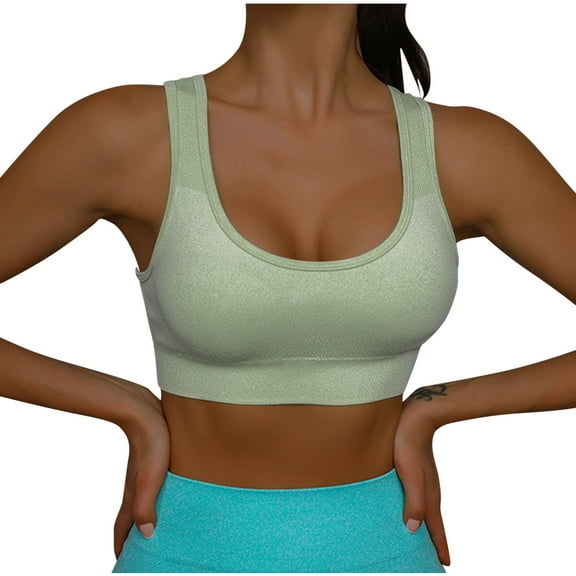 miqiqism Women Racerback Sports Bras Juniors Girls High Impact Workout Gym Activewear Bra Lady Wireless Soft Brassiere Crop Tshirts Tank Tops,01_Army Green,Large