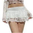 thumbnail image 1 of miqiqism Women Short Lace Skirts Puff Eyelet Dress Low Waisted Skirts Lady Y2K Outfit Streewear,01_White,Medium, 1 of 6