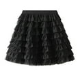 thumbnail image 1 of miqiqism Women Short Tulle Skirts Fairy Skirt Layered Ruffle Skirt,01_Black,, 1 of 5