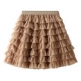 thumbnail image 1 of miqiqism Women Short Tulle Skirts Fairy Skirt Layered Ruffle Skirt,01_Khaki,, 1 of 5