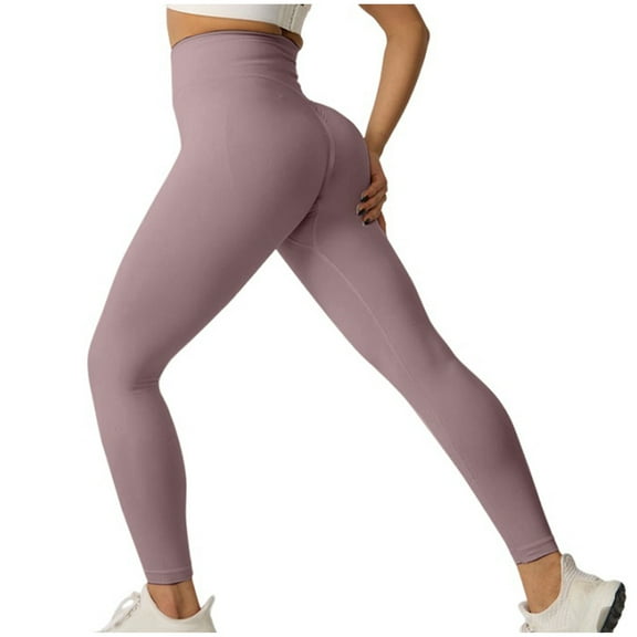 miqiqism Women Solid Yoga Pants Casual Elastic Hip-Lifting and Tummy-Tightening Trousers Fashion High Waist Sweatpant Slim Fit Yoga Sweatpant,Purple,Small