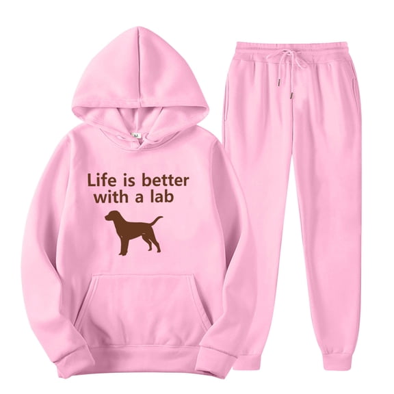 miqiqism Women Sweatshirts Sets Valentines Heart Hooded Top and High Waist Pants Lady Warm Fleece Lined Pullover Sweater and Joggy Fashion Clothing,03_Pink,Small