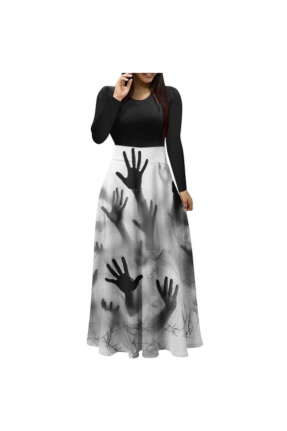 Women Vintage Dress Trendy Long Sleeves Pullover Blouses Casual Slim Fit Dresses Juniors Fashion A Line Swing Skirts Blouses Costume,G#01_Gray,Medium