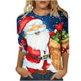 thumbnail image 1 of miqiqism Women's Christmas Shirts Juniors Dressy Casual Round Neck Three Quarter Sleeve Blouses Teen Girls Fashion Cute Printed T-Shirt Tops,Green,Medium, 1 of 5