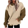 thumbnail image 1 of miqiqism Women's Color Block Oversized Hooded Sweatshirts Juniors Casual Long Sleeve Hoodies Drop Shoulder Fleece Pullover Sweatshirt with Pocket,Brown,Large, 1 of 6