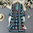 thumbnail image 1 of miqiqism Women's Colored Plaid Sweater Teen Girls Flower Hand Crochet Hooded Cardigan Ethnic Woman Full Sleeve Sweater Juniors Fashion Beach Long Sweater,Blue,Free Size, 1 of 3