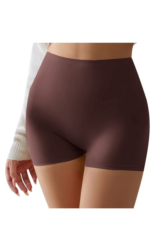 Women's Cotton Boxer Soft Briefs Mid Waisted Plus Size Underwear Boyshorts No Roll Breathable Panties Trendy Comfy Panty,Brown,Small
