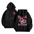 thumbnail image 1 of miqiqism Women's Fashion Hoodies & Sweatshirts Juniors Cute Floral Printed Hoodie Teen Girls Fall Drawstring Oversized Pullover Clothing with Pocket,Black,Small, 1 of 3