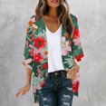 thumbnail image 1 of miqiqism Women's Floral Print Long Sleeve Kimono Cardigan Comfy Loose Cover Up Casual Ruffle Blouse Open Front Tops Juniors Lightweight Outerwear Tops,Pink,X-Large, 1 of 4