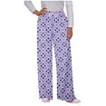 thumbnail image 1 of miqiqism Women's Floral Printed Trousers Drawstring Pajama Pants Wide Leg Casual Lounge Pant | Comfy Sleepwear | Yoga Pants with Pocket,Purple,Medium, 1 of 5