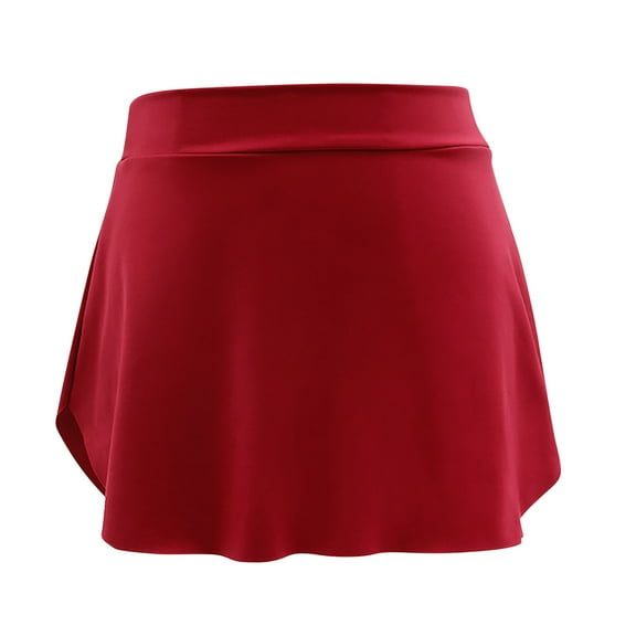 miqiqism Women's Half-length Skirts Ballet Skirt Gymnastics Exercise Dress Skirt Fashion Hip Scarf Soft Skirts for Lady,01_Wine,Large