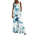 thumbnail image 1 of miqiqism Women's Jumpsuit Fashion Floral Print Bohemian Trouser Trendy Loose Wide Leg Bib Overall Baggy Rompers with Pockets Juniors Casual Palazzo Jeans,W#01_White,X-Large, 1 of 6