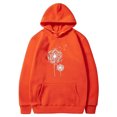 thumbnail image 1 of miqiqism Women's Long Sleeve Hooded Juniors Trendy Floral Printed Drawstring Hoodies Sweatshirt Teen Girls Casual Loose Lightweight Pullover Tops with Pocket,Orange,Medium, 1 of 2