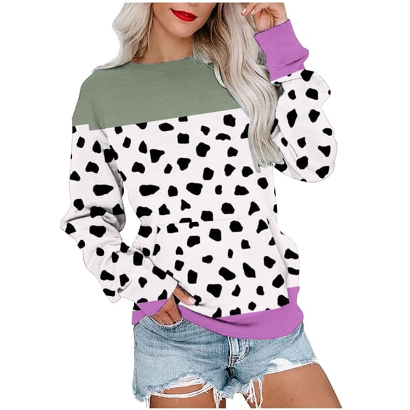 miqiqism Women's Long Sleeve T Shirts Juniors Trendy Loose Casual Crewneck Tunic Tops Soft Blouse Oversized Drop Shoulder Sweatshirts Comfy Pullover Clothes,Purple,Small