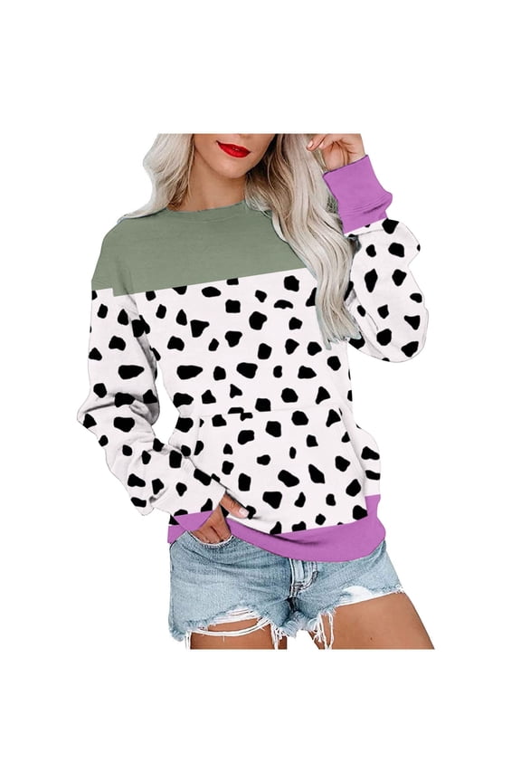 Women's Long Sleeve T Shirts Juniors Trendy Loose Casual Crewneck Tunic Tops Soft Blouse Oversized Drop Shoulder Sweatshirts Comfy Pullover Clothes,Purple,Small