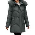thumbnail image 1 of miqiqism Women's Long Sleeves Cardigans Winter Parka Coat Sherpa Lined Warm Cotton Jacket with Removable Hood,4X-Large, 1 of 6