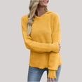 thumbnail image 1 of miqiqism Women's Loose Sweaters Hooded Juniors Casual Long Sleeve Solid Knit Sweatershirt Tops with Drawstring Hood Sweatershirts Fall Pullover Hoodie,Yellow,Small, 1 of 5