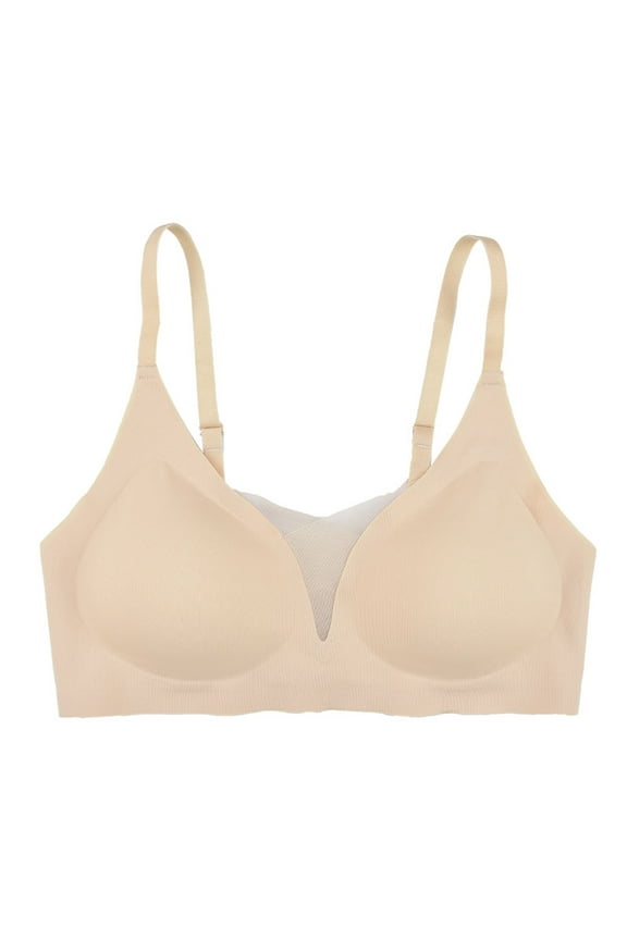 Women's Minimizer Bras Full Coverage Wireless Bralettes Lady Adjustable Bralette Seamless Bra Backless Underwear Everyday Bra,01_Beige,Small