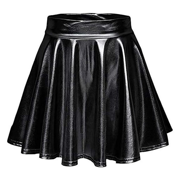 miqiqism Women's Novelty Skirts Sexy Pleated Skirt Lady Show Costumes Dancing Party,01_Black,Large