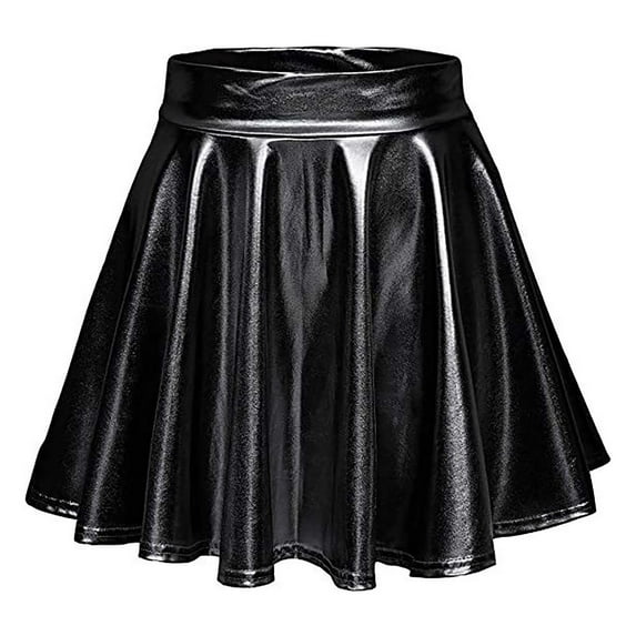 miqiqism Women's Novelty Skirts Sexy Pleated Skirt Lady Show Costumes Dancing Party,01_Black,Large