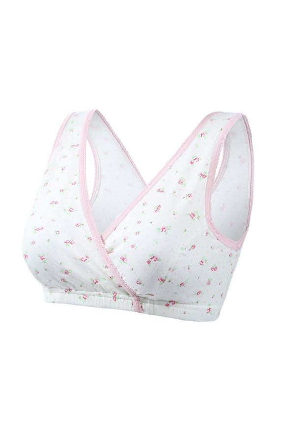 Women's Pus Size Brassiere Maternity Nursing Cotton Span Sleep Bra Lady Intimate Apparel Elastic Bralettes Breastfeeding Maternity Bras,03_White,Large