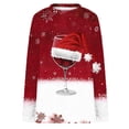 thumbnail image 1 of miqiqism Women's Santa Claus Printed Hooded Trendy Fleece Lined Pullover Sweaters Lady Casual Crew Neck Long Sleeves Sweater Thermal Underwear Loungewear,R#03_Red,Small, 1 of 5