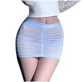 thumbnail image 1 of miqiqism Women's See Through Low Waist Micro Mini Sexy Skirts Casual Package Hip Short Party Skirts Trendy Solid Color Pleated Tight Hip Skirt,Blue,Free Size, 1 of 6