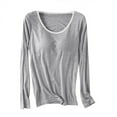thumbnail image 1 of miqiqism Women's Slim Fit Sweatshirts Comfy Long-Sleeve Crewneck T-Shirt Super Soft Shirts with Cup Chest Pads Casual Solid Color Tunic Basic Tops,Gray,Large, 1 of 3