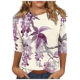thumbnail image 1 of miqiqism Women's Trendy Crew Neck Tee Shirts Juniors Vintage Floral Printed Blouses Teen Girls Casual Long Sleeves Slim Fit Shirt Trendy Tunic Clothing,Wine,Small, 1 of 4