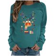 thumbnail image 1 of miqiqism Women's Ugly Christmas Shirts Merry Christmas Reindeer Print Thin Sweatshirts Juniors Crewneck Long Sleeve Holiday Pullovers Tops Blouses,G#02_Green,XX-Large, 1 of 4