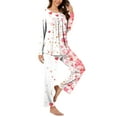thumbnail image 1 of miqiqism Women's Valentines Pajama Set Cute Heart Loungewear Classic Pleated Button Shirts Long Sleeve Tunic Tops High Waisted Pants Holiday Sleepwear Sets with Pockets,06_Pink,Large, 1 of 7