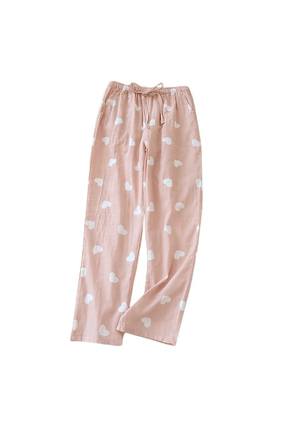 Women's Yoga Lounge Pants Fashion Comfy Wide Leg Pajama Pants Juniors Casual Cute Printed Trouser Pant Cozy Yoga Capri Trouser Pant,Pink,Large