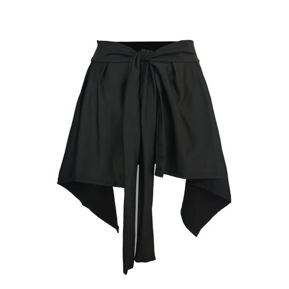 miqiqism Women's Yoga Wrap Skirt Lady Tennis One Piece Skirt Athletic Sport Elastic Dress Lace Up Wrap Short Skir,01_Black,