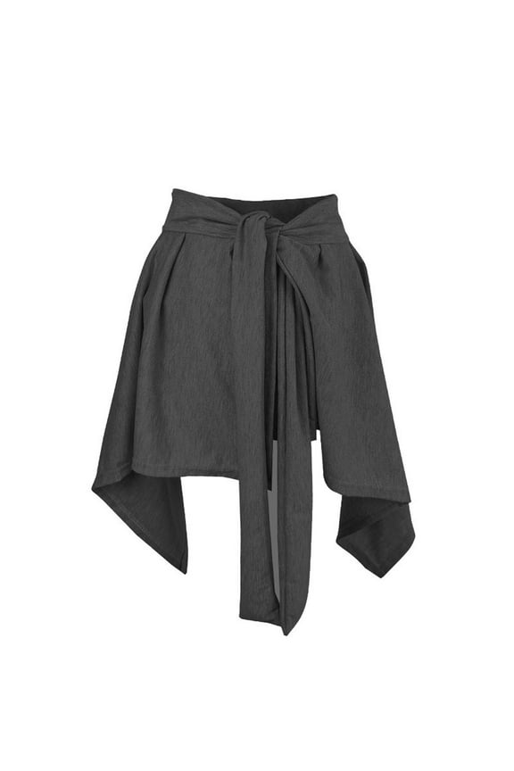 Women's Yoga Wrap Skirt Lady Tennis One Piece Skirt Athletic Sport Elastic Dress Lace Up Wrap Short Skir,01_Dark Gray,