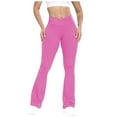 thumbnail image 1 of miqiqism Womens Casual Flare Leggings Trendy Bootleg Yoga Pants Crossover High Waisted Workout Pants Juniors Casual Solid Color Flare Leggings Pants,Pink,Large, 1 of 4