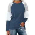 thumbnail image 1 of miqiqism Womens Crewneck Sweatshirt Trendy Colorblock Striped Printed Blouses Juniors Casual Loose Fitting Tops Teen Girls Comfy Long Sleeve T Shirt,Navy,3X-Large, 1 of 6