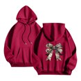 thumbnail image 1 of miqiqism Womens Fall Winter Oversized Hoodies Fleece Sweatshirts Juniors Funny Halloween Bow Graphic Hooded Trendy Long Sleeve Sweaters Pullover with Pocket,Red,Medium, 1 of 1