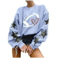 thumbnail image 1 of miqiqism Womens Football Game Day Sweatshirt Trendy Printed Loose Sweatshirts Comfy Round Neck Long Sleeve Pullover Tunic Tops,Blue,Medium, 1 of 3