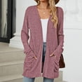 thumbnail image 1 of miqiqism Womens Long Sleeve Sweater Juniors Color Block Cardigan Teen Girls Open Front Chunky Knit Slouchy Sweaters With Pocket Outerwear Solid Fall Winter Coats,Wine,Large, 1 of 5