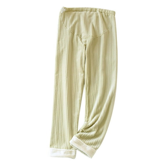 miqiqism Womens Maternity Plush Pants Trendy Solid Soft and Lightweight Pants with Elastic Waistband Maternity Wide Leg Pj Pants,Green,Medium