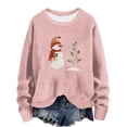 thumbnail image 1 of miqiqism Womens Merry Christmas Snowman Sweater Lady Funny Christmas Tree Graphic Pullover Sweaters Casual Crew Neck Long Sleeves Blouse Loungewear Tops,Pink,3X-Large, 1 of 4
