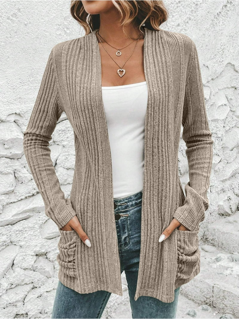 Womens Sweaters Cozy Open Front Cardigan Miluxas Women's Long