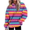 thumbnail image 1 of miqiqism Womens Striped Oversized Sweatshirts Juniors Long Sleeve Color Block Hoodies Trendy Pullover Top Y2K Clothes with Pocket Casual Drop Shoulder Blouses,Hot Pink,XX-Large, 1 of 6