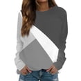 thumbnail image 1 of miqiqism Womens Tops Trendy Long Sleeve Colorblock Tshirts Juniors Casual Crew Neck Blouse Teen Girls Comfy Slim Fit Tunic Blouses 2024 Pullover Sweatshirts,Gray,Small, 1 of 5