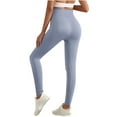 thumbnail image 1 of miqiqism Womens Yoga Leggings Tummy Control Yoga Pants High Waist Buttery Soft Workout Leggings Casual Solid Color Yoga Pants,Light Blue,Large, 1 of 4